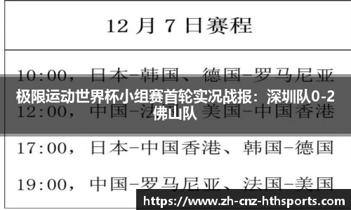 极限运动世界杯小组赛首轮实况战报：深圳队0-2佛山队